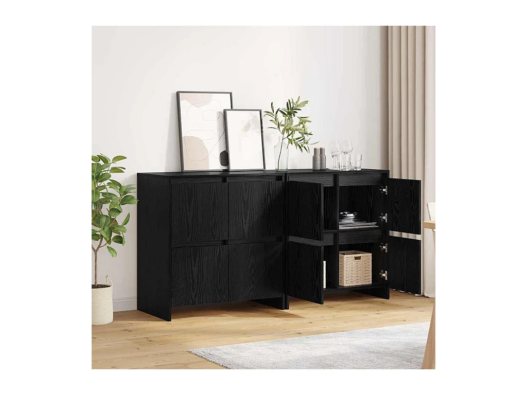 Buffets 2 pièces Chêne noir 70 x 41 x 75 cm Bois d'ingénierie