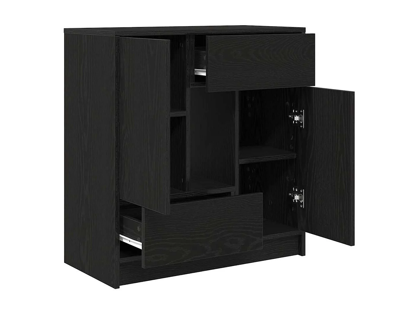 Buffet avec tiroirs et portes chêne noir 70,5x34x74,5 cm