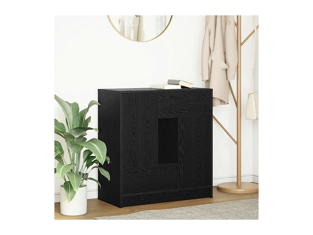 Dressoir met lades en deuren 70,5x34x74,5 cm zwart eikenkleurig