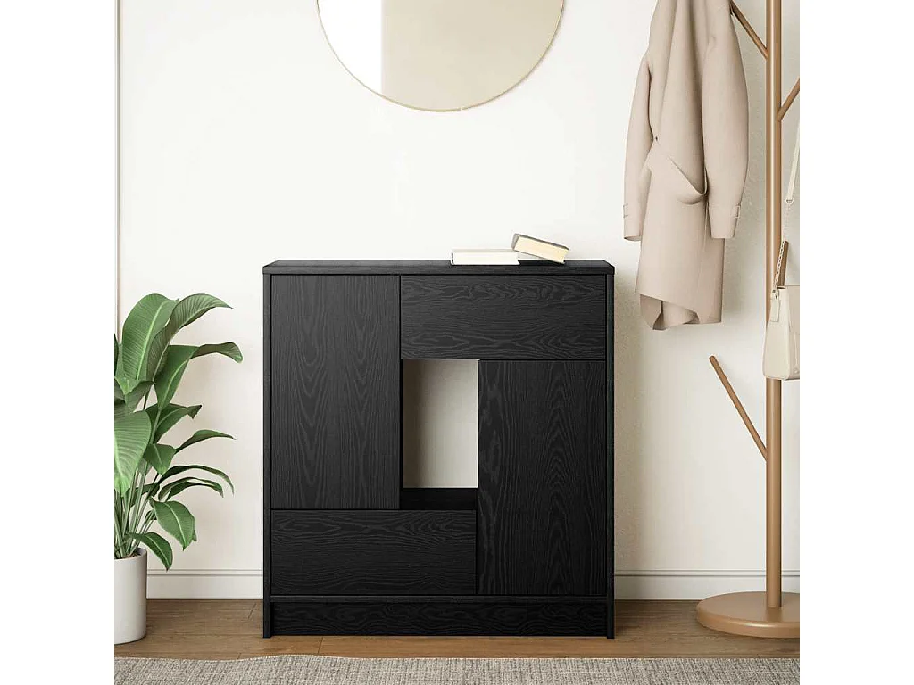 Buffet avec tiroirs et portes chêne noir 70,5x34x74,5 cm