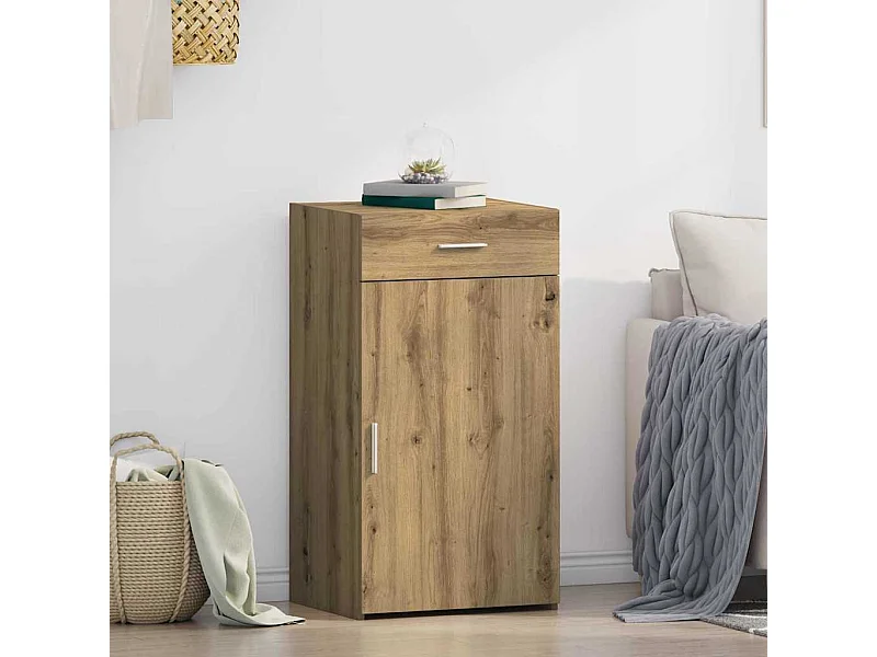 Dressoir artisanaal eikenkleurig 50 x 42.5 x 93 cm Bewerkt hout