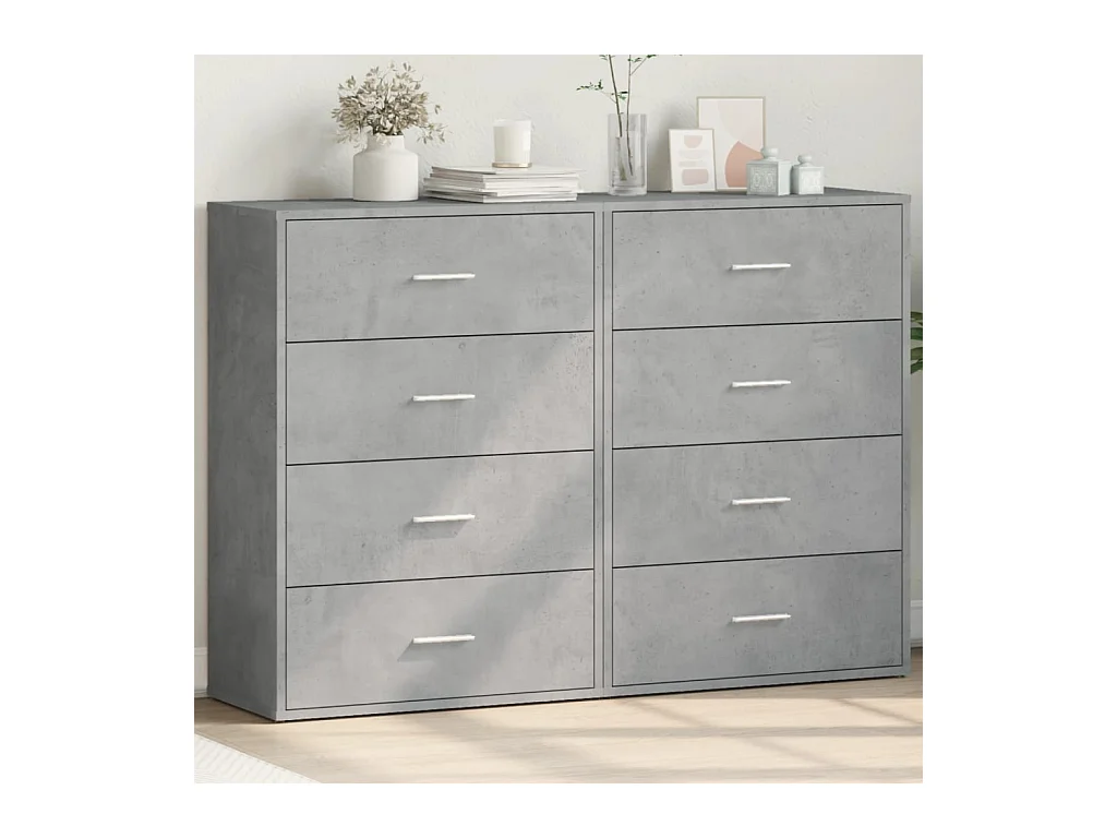 Buffets 2 pièces gris béton 60x31x84 cm bois d'ingénierie