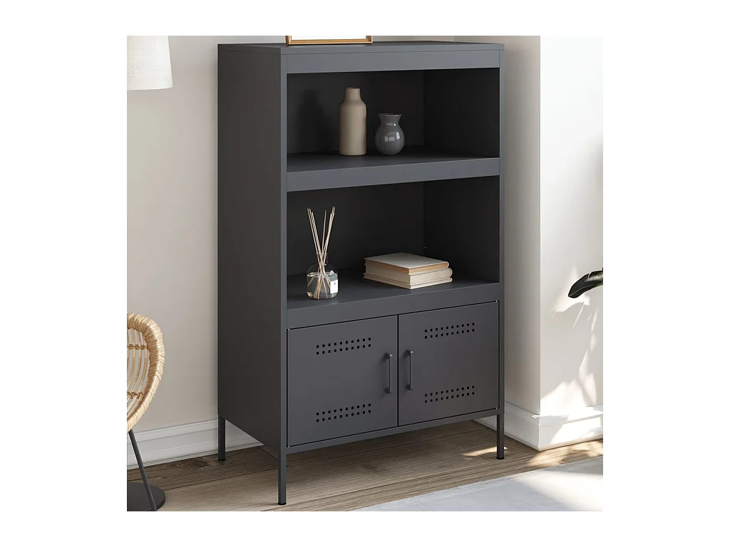 Buffet haut anthracite 68x39x113 cm acier