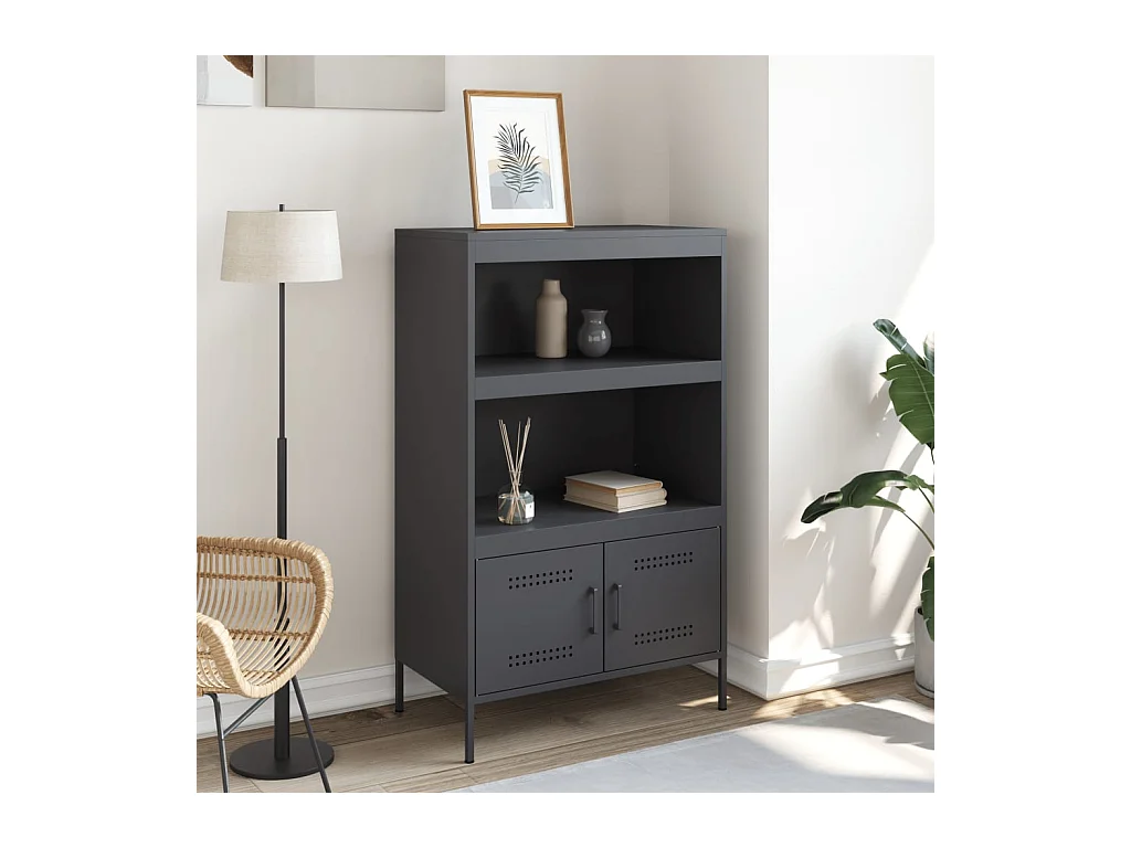 Buffet haut anthracite 68x39x113 cm acier