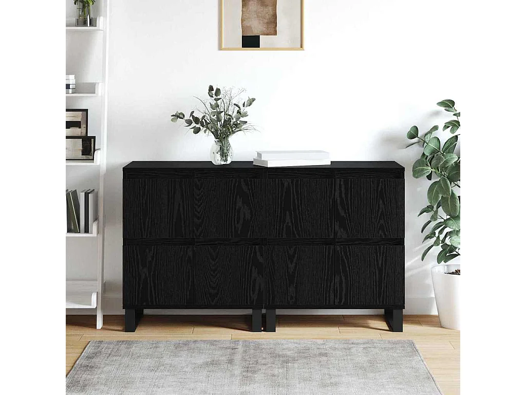 Buffets 2 pièces Chêne noir 120 x 35 x 70 cm Bois d'ingénierie