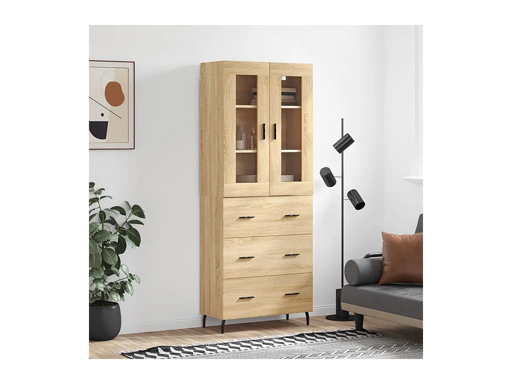 Hoge kast 69,5x34x180 cm bewerkt hout sonoma eikenkleurig