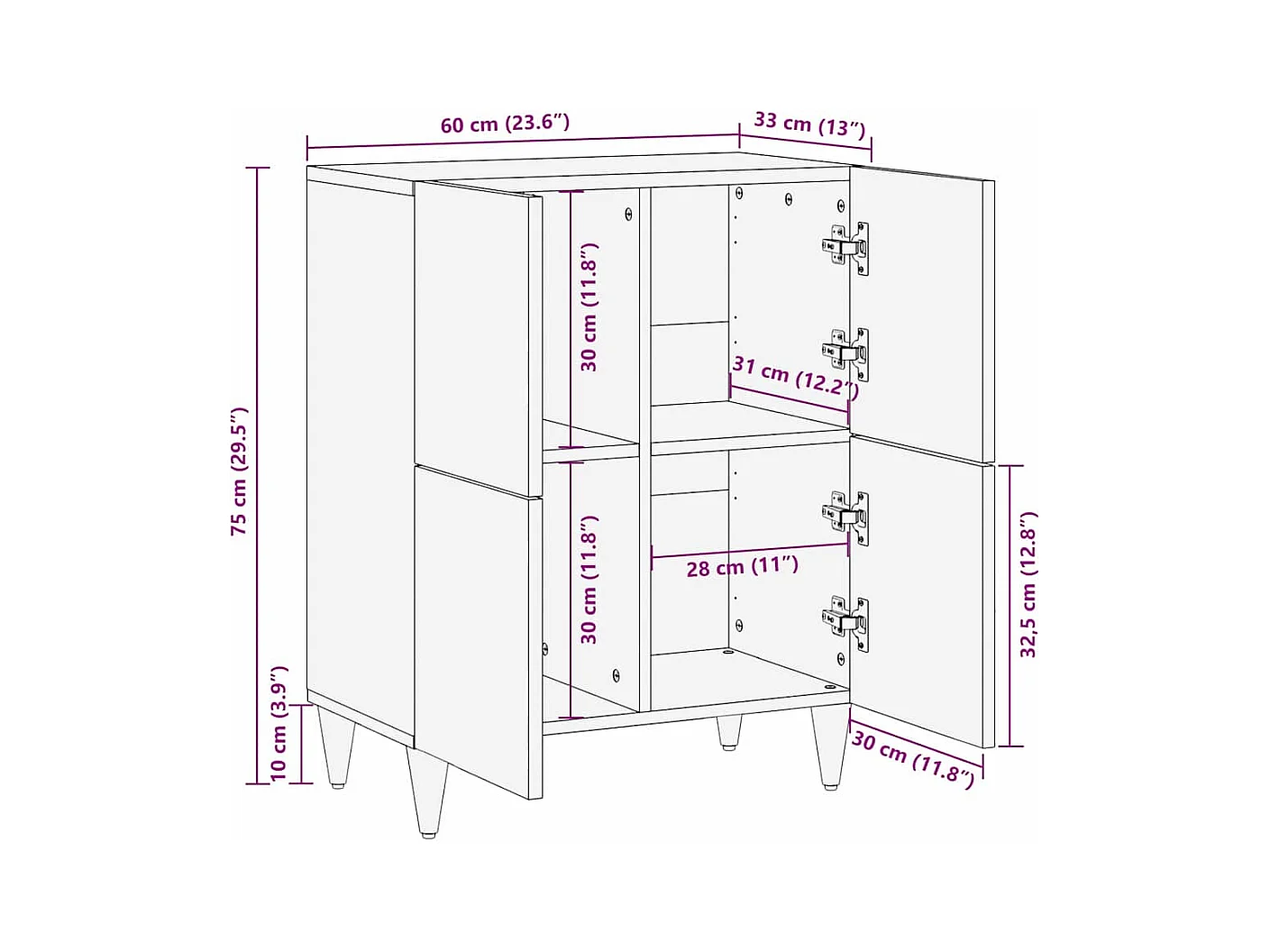 Buffet Marron clair 33,5 x 60 x 75 cm