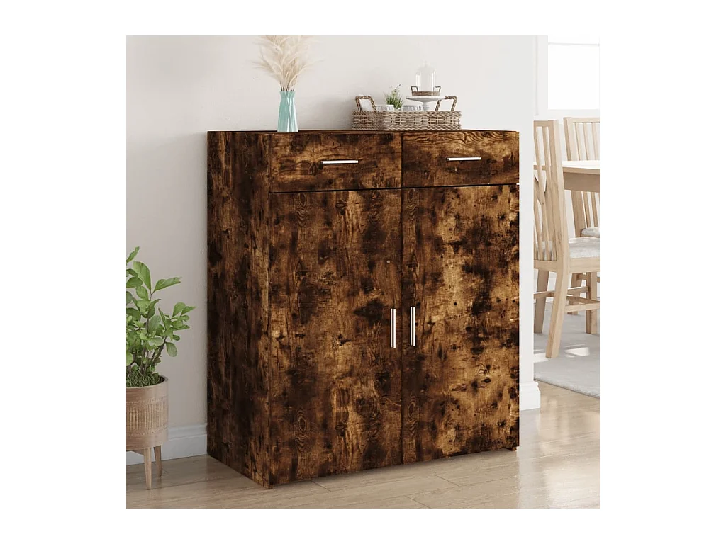 Buffet chêne fumé 80x42,5x93 cm bois d'ingénierie