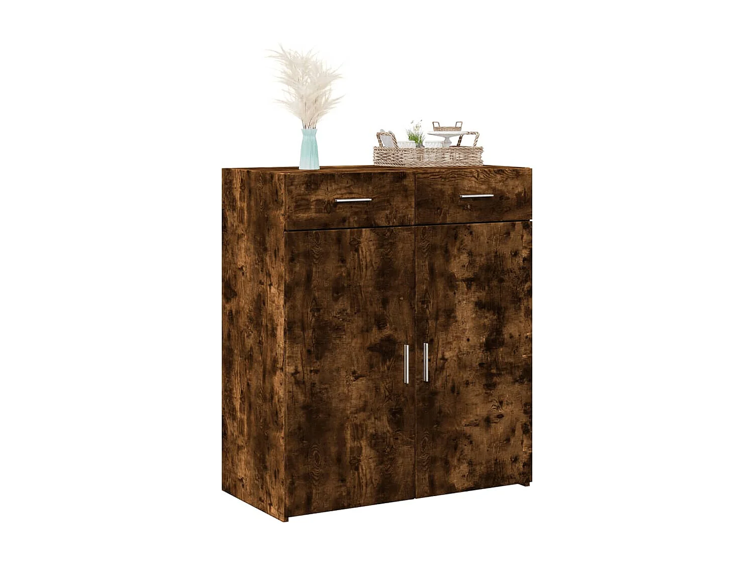 Buffet chêne fumé 80x42,5x93 cm bois d'ingénierie