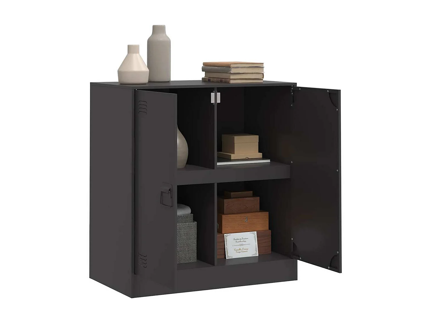 Buffet noir 67x39x73 cm acier