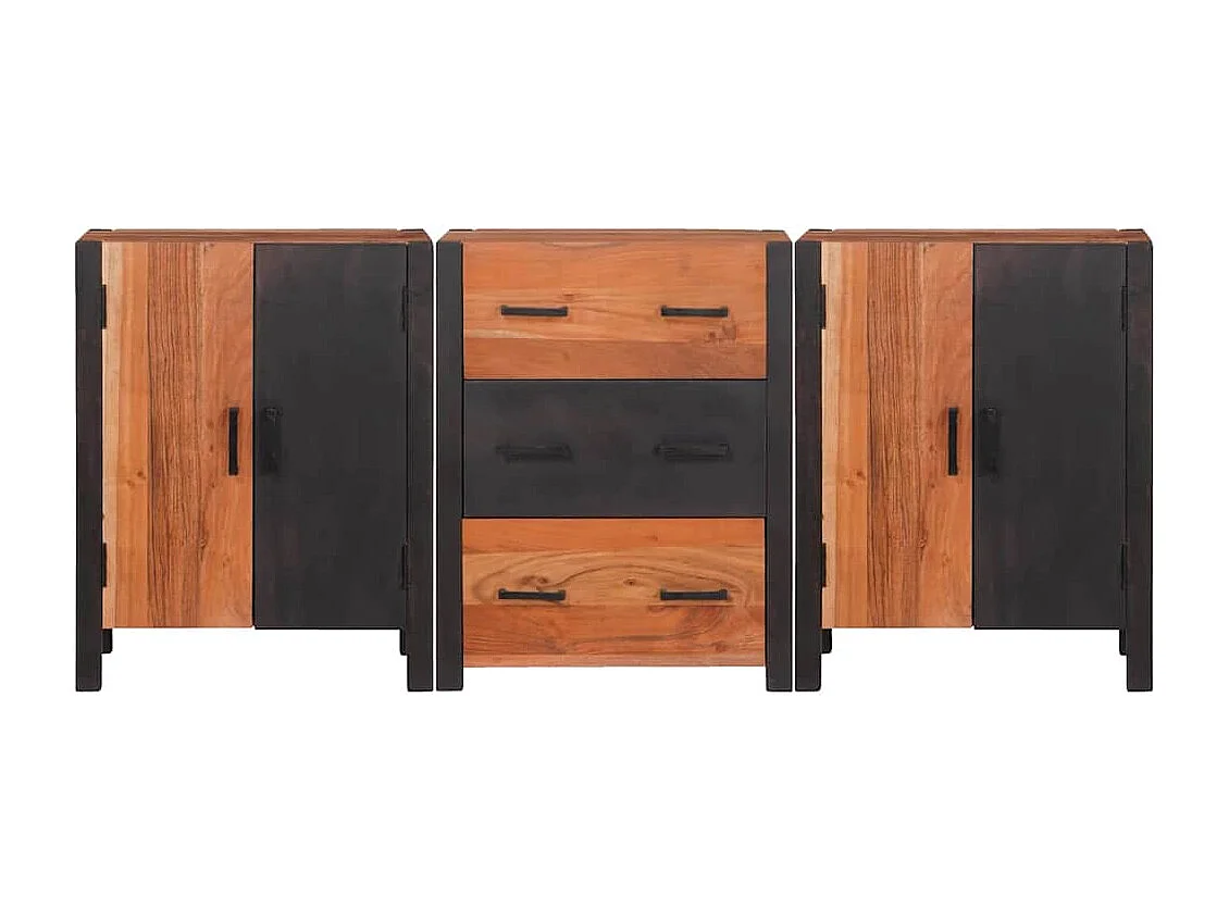 Buffet 3 pièces Marron 55 x 30 x 75 cm Bois d'acacia massif
