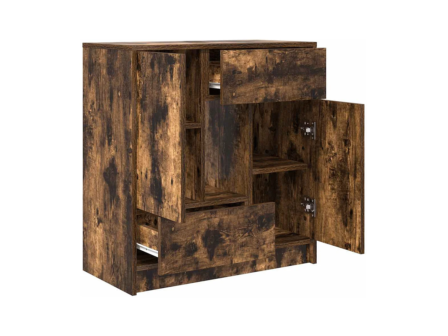 Buffet avec tiroirs et portes chêne fumé 70,5x34x74,5 cm