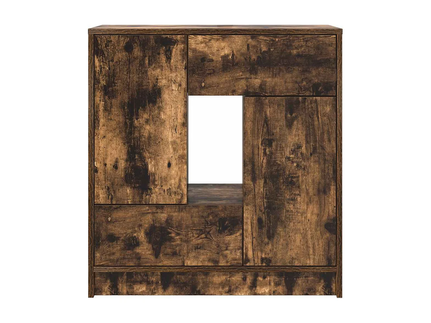 Buffet avec tiroirs et portes chêne fumé 70,5x34x74,5 cm