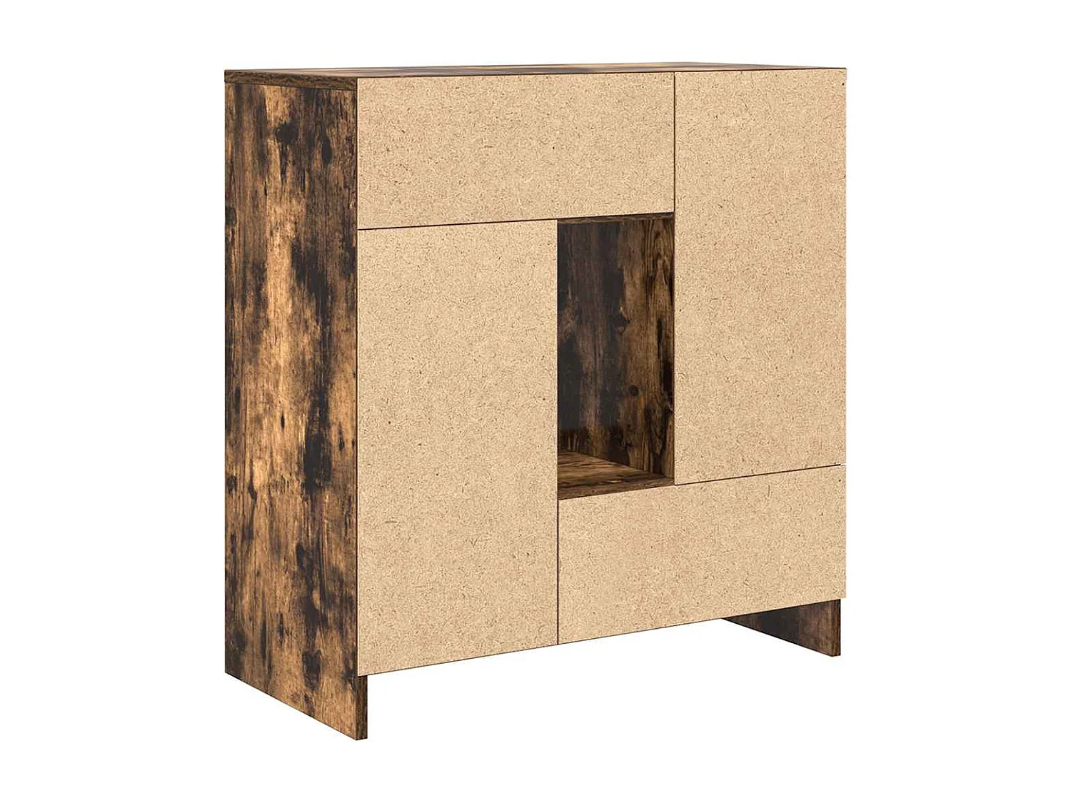 Buffet avec tiroirs et portes chêne fumé 70,5x34x74,5 cm