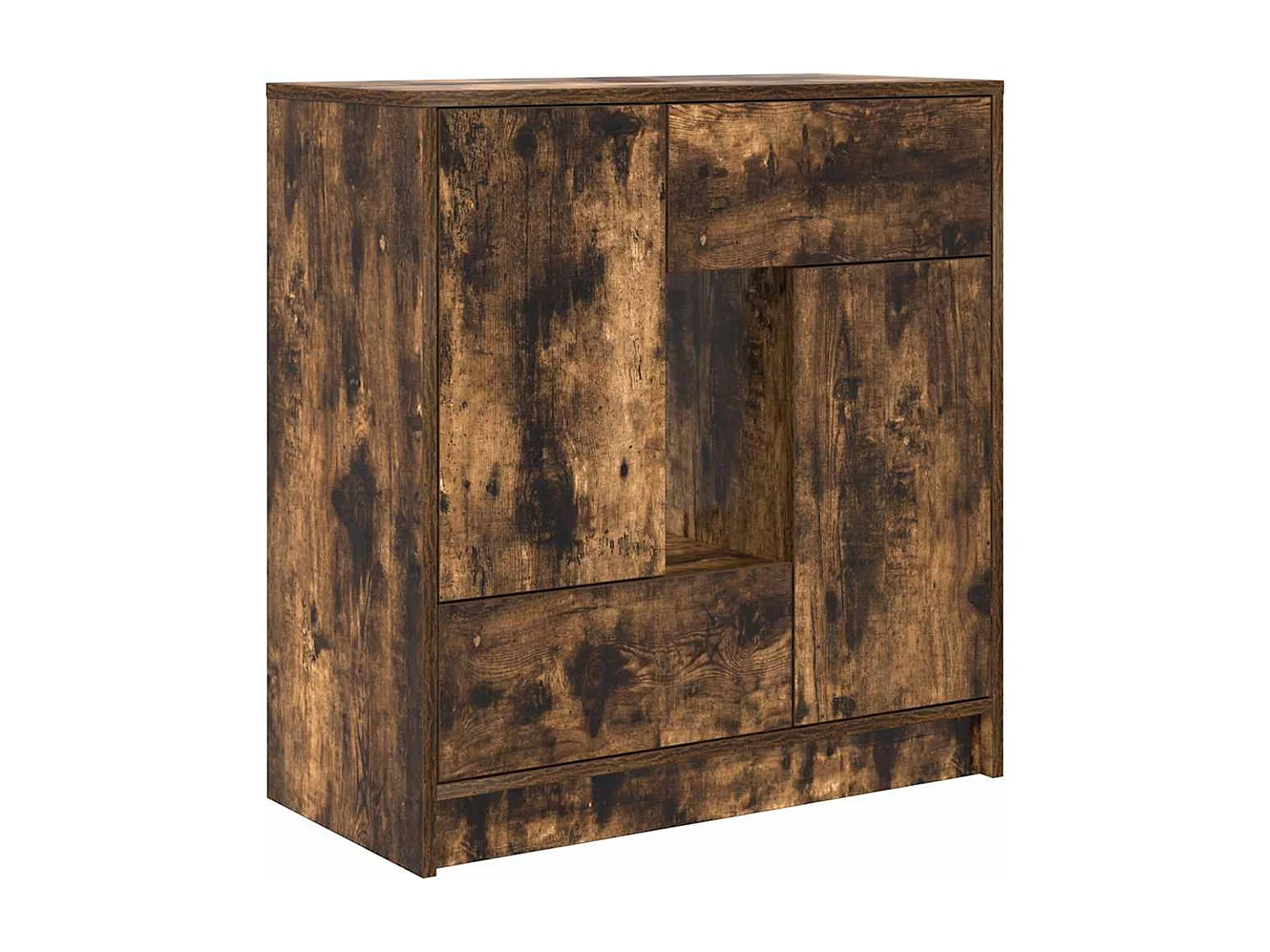 Buffet avec tiroirs et portes chêne fumé 70,5x34x74,5 cm