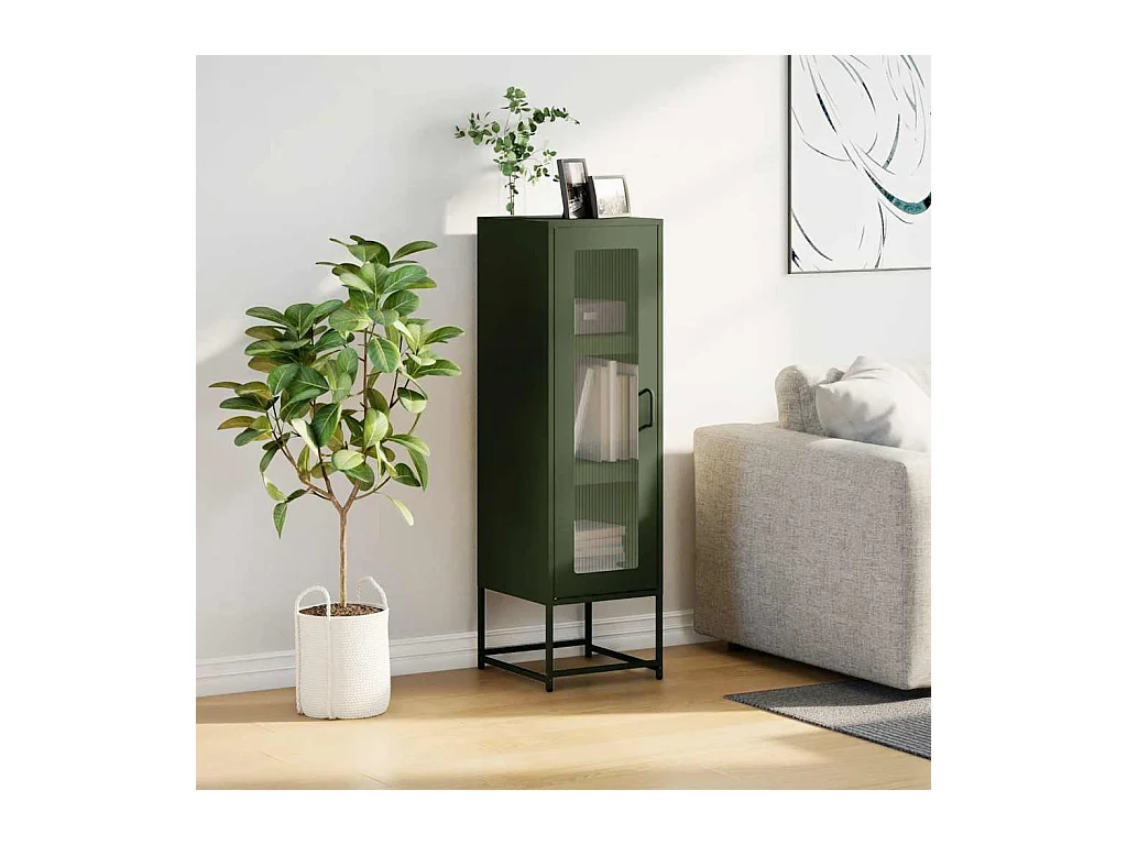 Buffet haut vert olive 36x39x123 cm acier laminé à froid