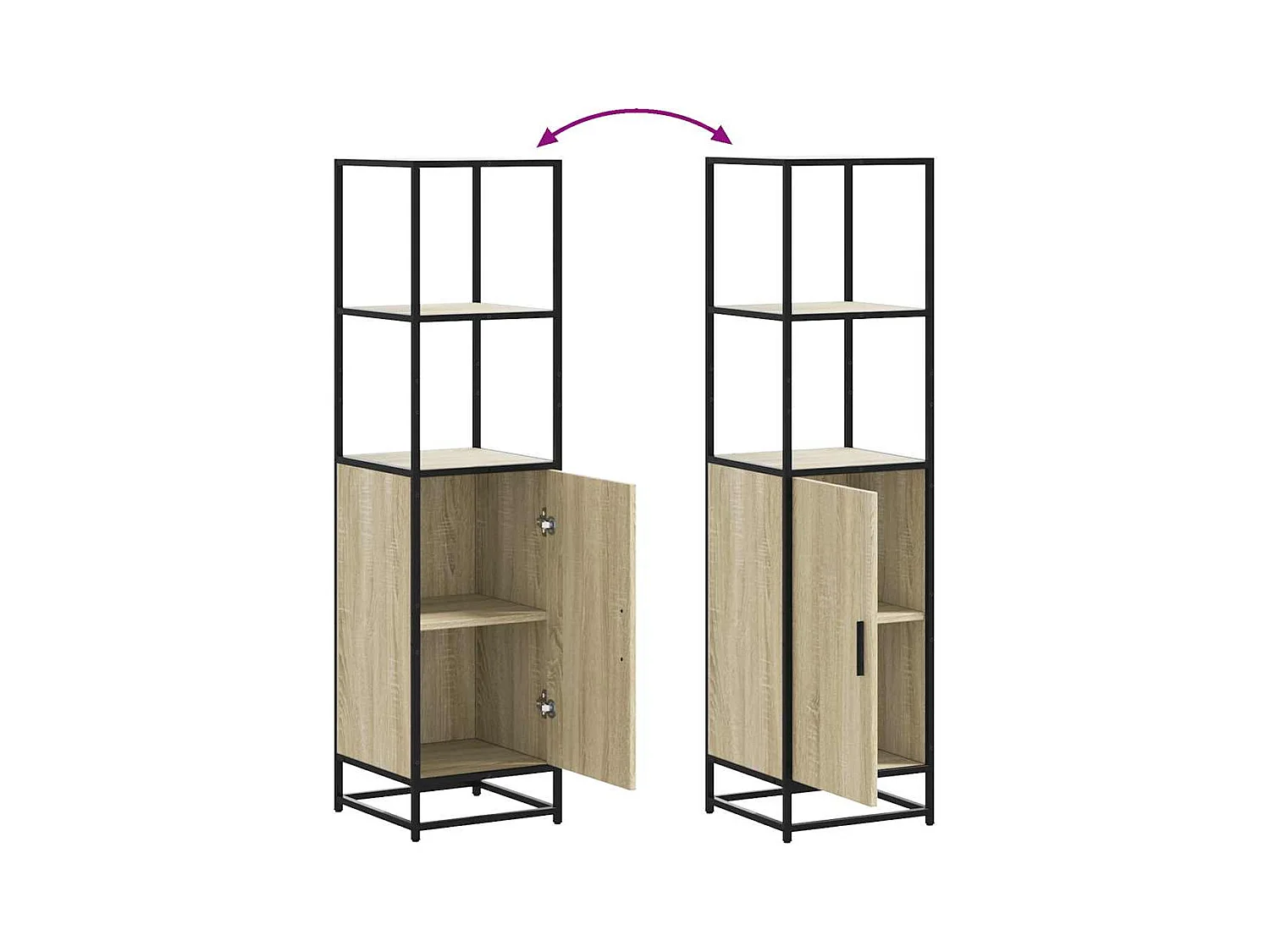 Buffet haut chêne sonoma 35,5x35x139 cm bois d'ingénierie métal