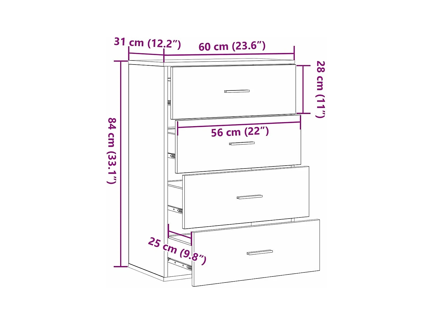 Buffet chêne artisanal 60 x 31 x 84 cm Bois d'ingénierie