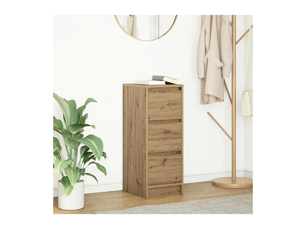 Buffet chêne artisanal 29,5x34x76 cm bois d'ingénierie