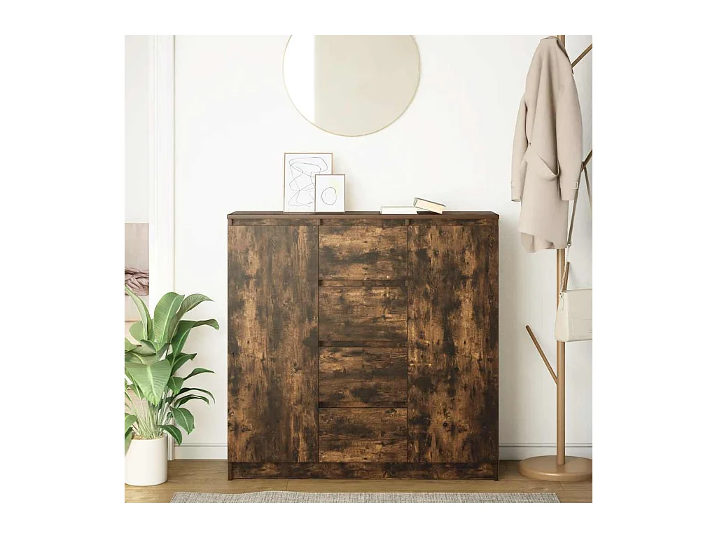 Buffet avec tiroirs chêne fumé 100,5x35x98,5 cm bois ingénierie