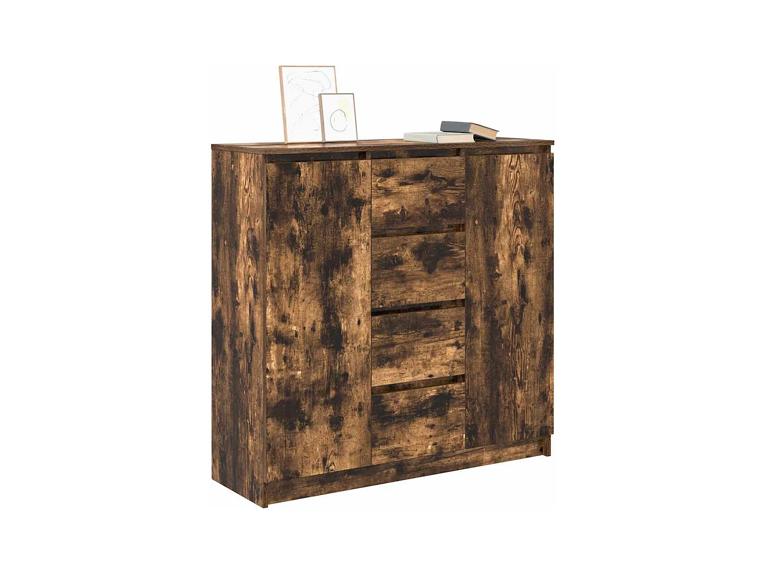 Buffet avec tiroirs chêne fumé 100,5x35x98,5 cm bois ingénierie