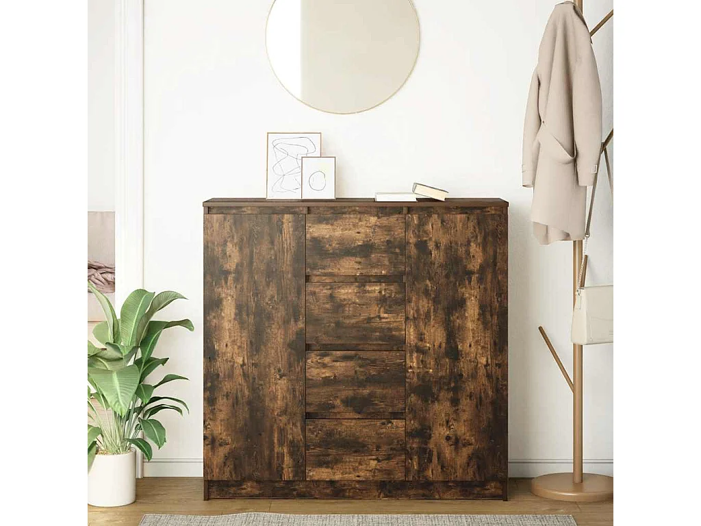 Buffet avec tiroirs chêne fumé 100,5x35x98,5 cm bois ingénierie