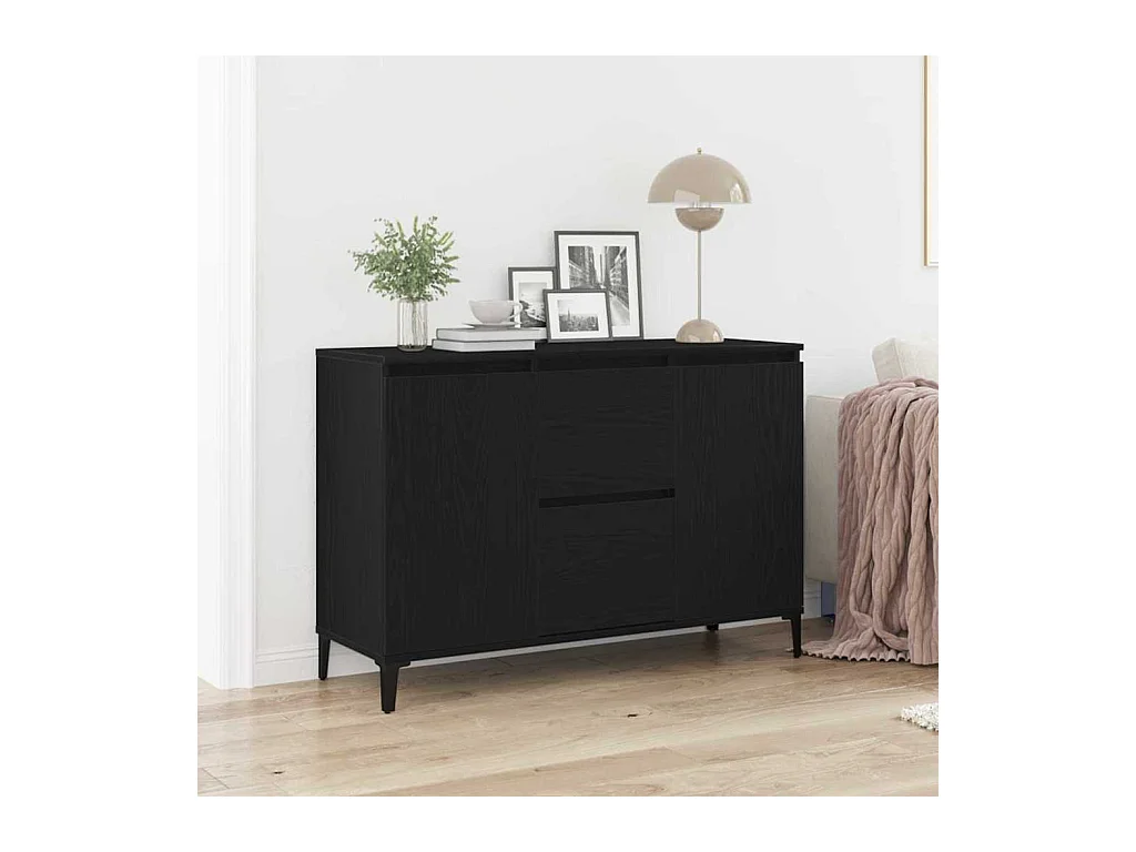 Buffet avec tiroir Noir 104 x 35 x 70 cm Bois d'ingénierie