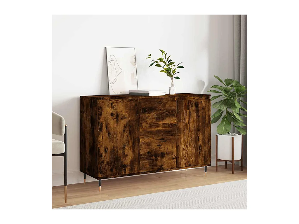 Buffet chêne fumé 101,5x35x70 cm bois d'ingénierie
