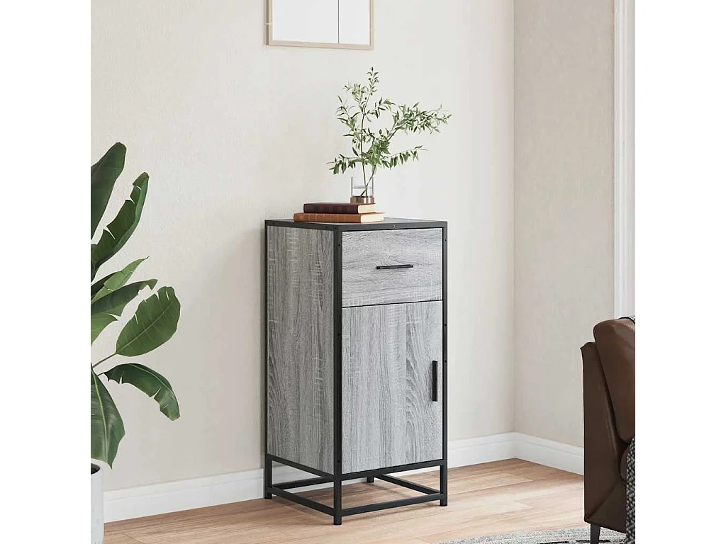 Buffet sonoma gris 35,5x35x76 cm bois d'ingénierie et métal