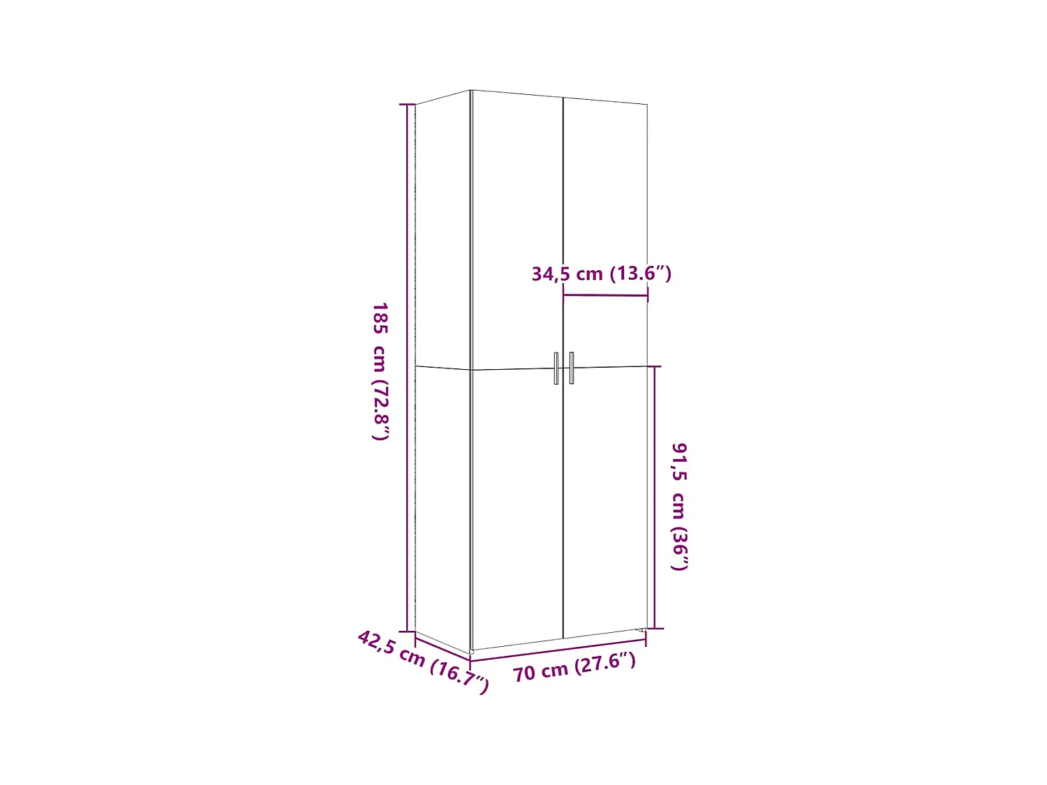 Buffet haut chêne sonoma 70x42,5x185 cm bois d'ingénierie