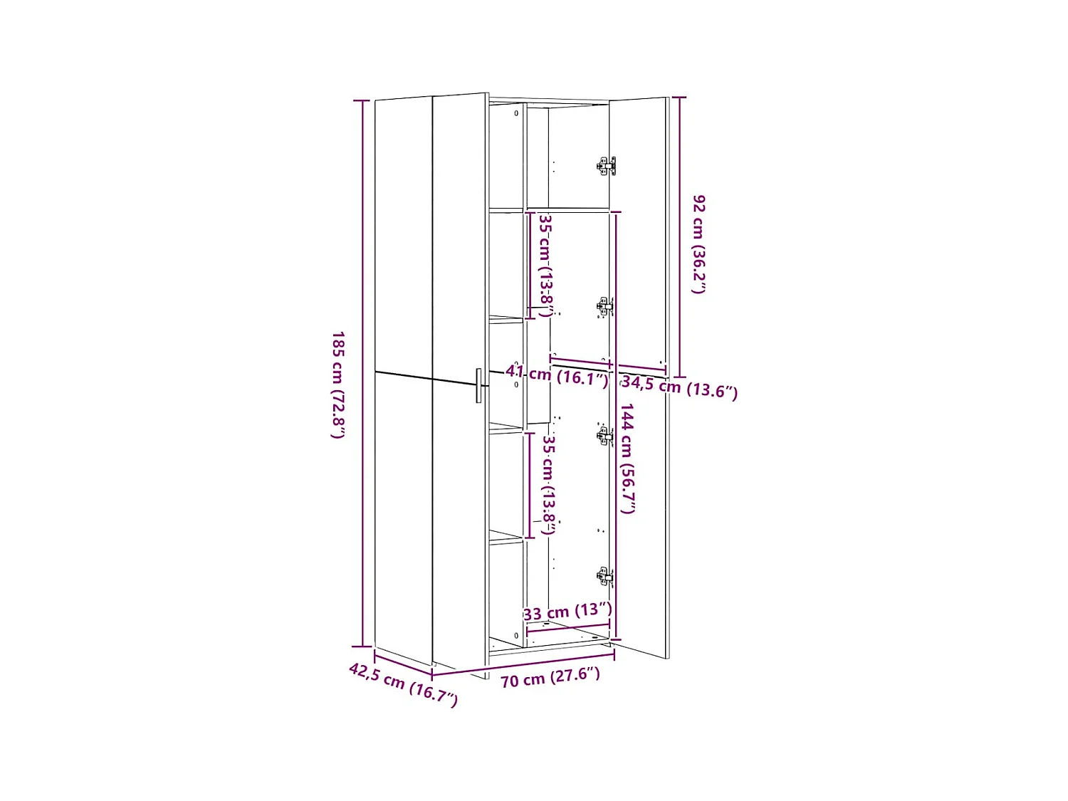 Buffet haut chêne sonoma 70x42,5x185 cm bois d'ingénierie