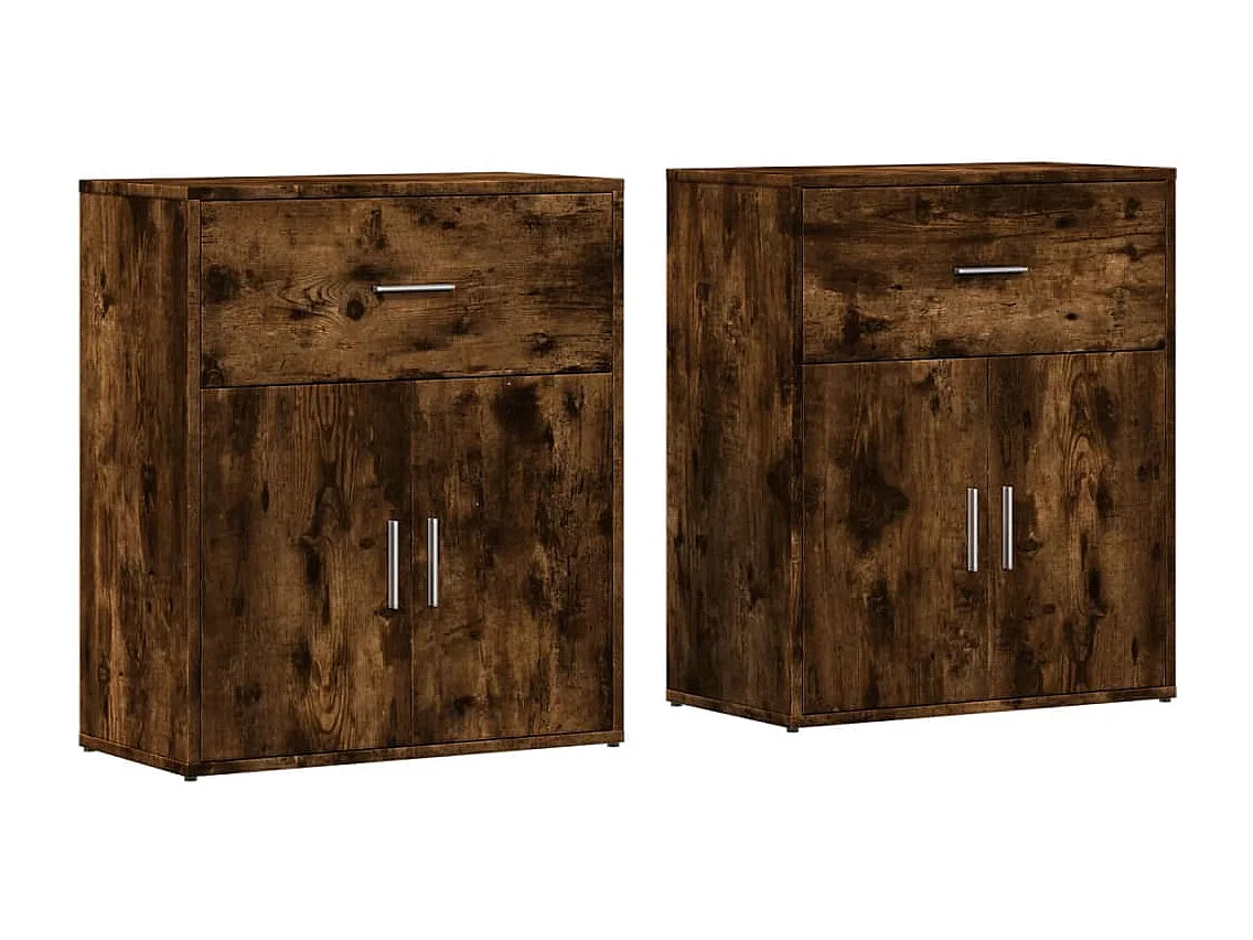 Buffets 2 pièces chêne fumé 60x31x70 cm bois d'ingénierie