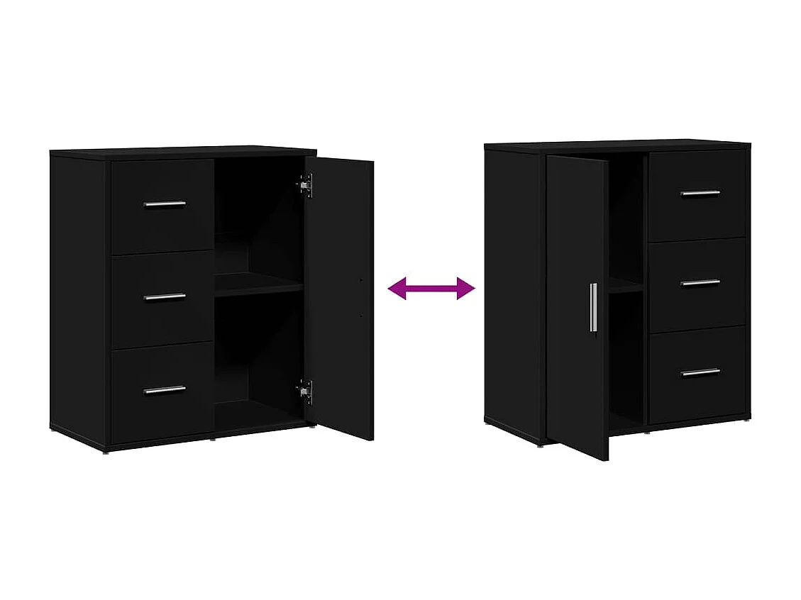 Buffets 2 pièces noir 60x31x70 cm bois d'ingénierie