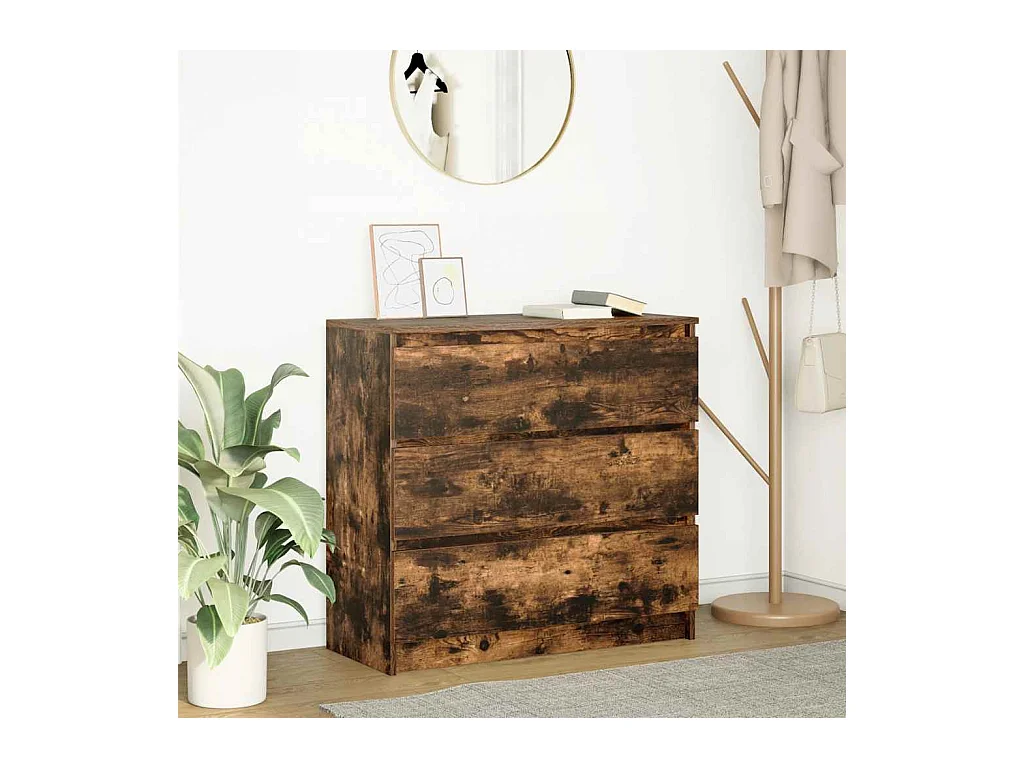 Buffet chêne fumé 80x35x76 cm bois d'ingénierie