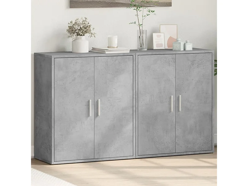 Dressoirs 2 st 60x31x70 cm bewerkt hout betongrijs