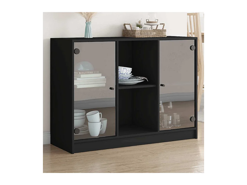 Buffet noir 102x37x75,5 cm bois d'ingénierie