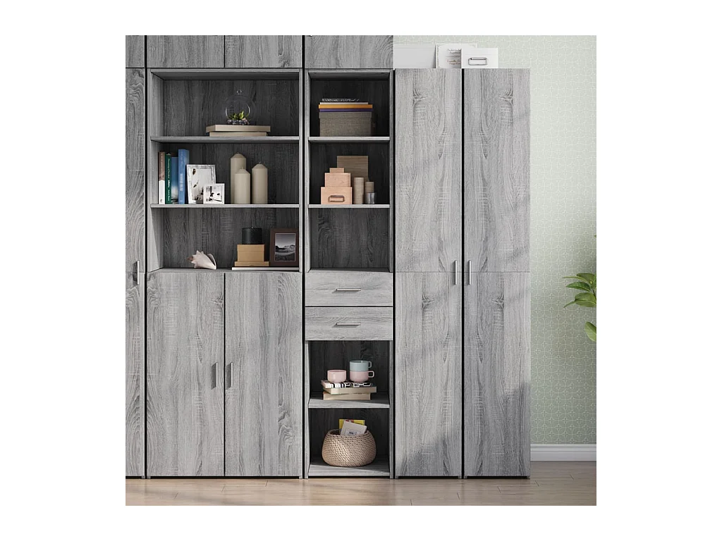 Hoge kast 40x42,5x185 cm bewerkt hout grijs sonoma eikenkleur
