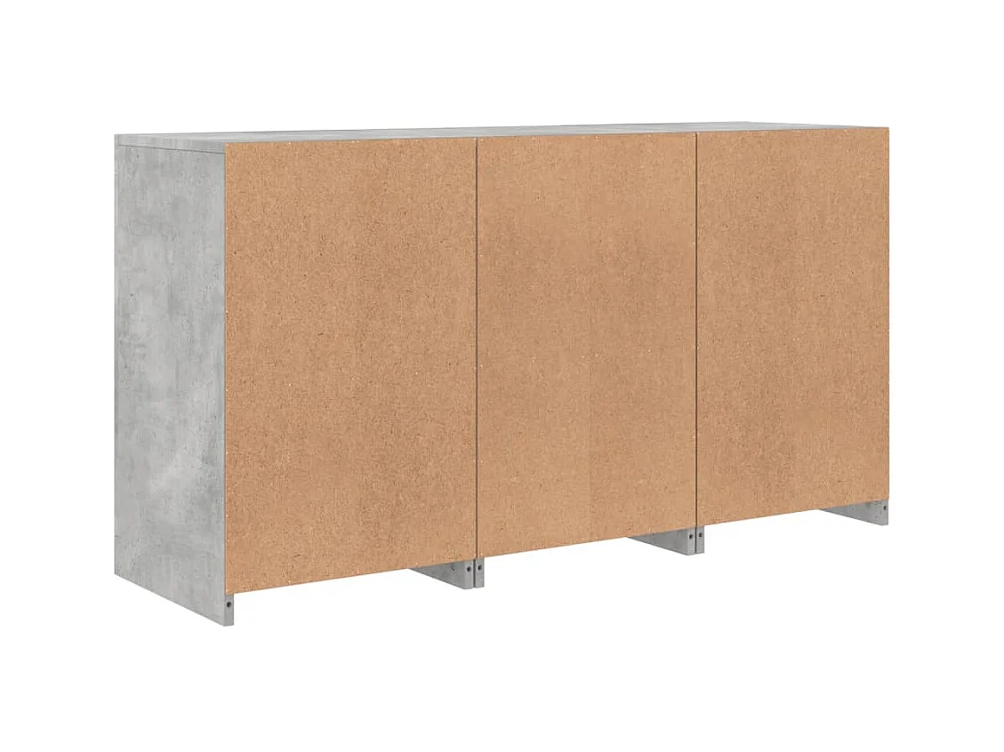 Buffet avec lumières LED gris béton 123x37x67 cm