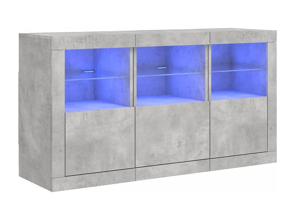 Buffet avec lumières LED gris béton 123x37x67 cm