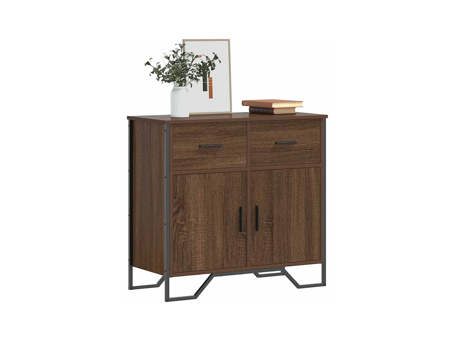 Buffet chêne marron 79,5x35,5x74,5 cm bois d'ingénierie