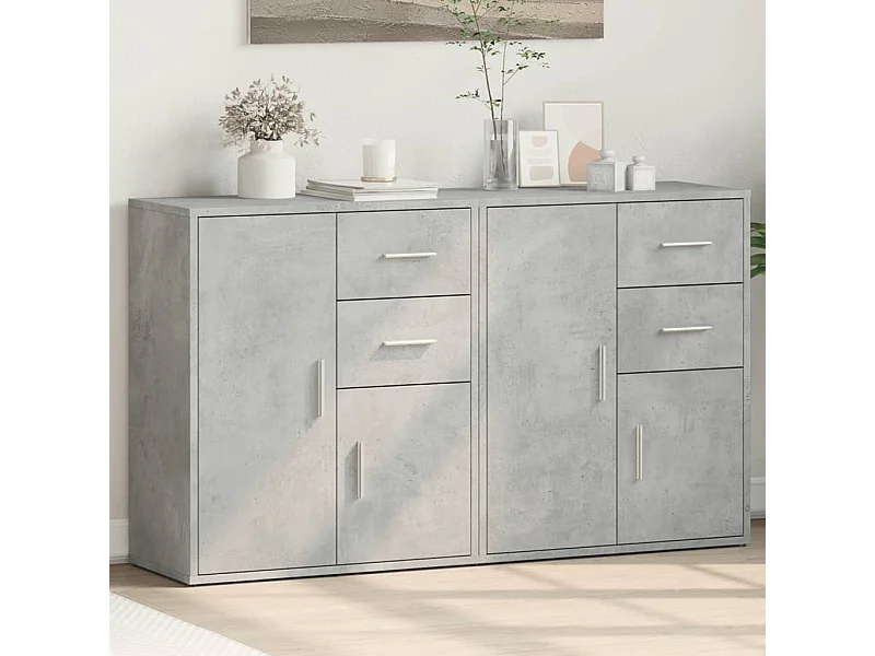 Buffets 2 pièces gris béton 60x31x70 cm bois d'ingénierie
