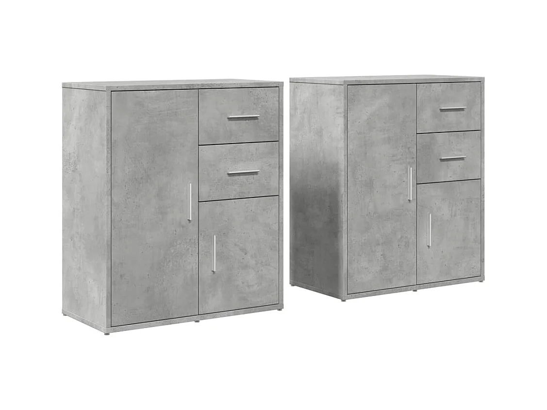 Buffets 2 pièces gris béton 60x31x70 cm bois d'ingénierie