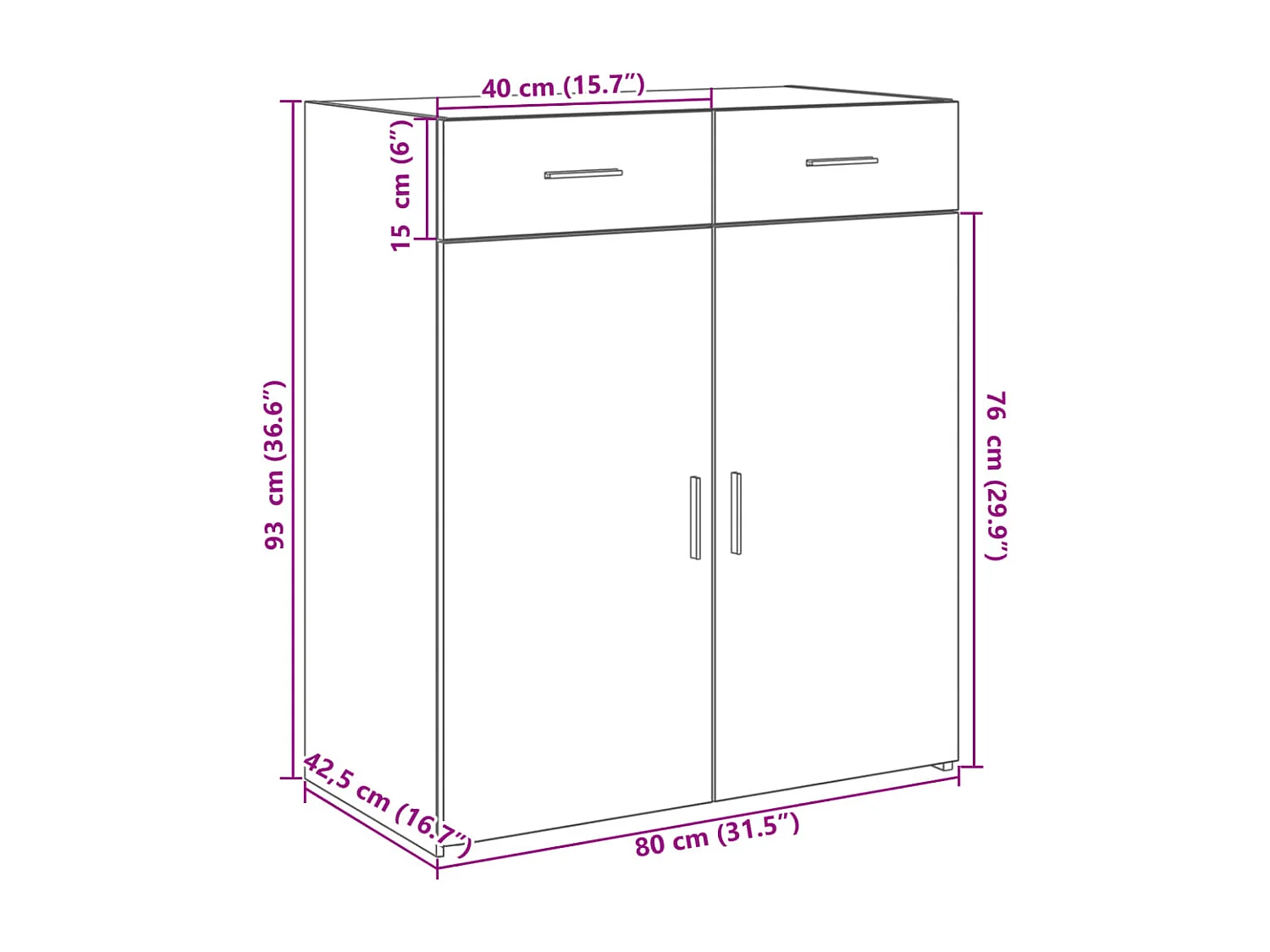 Buffet chêne marron 80x42,5x93 cm bois d'ingénierie