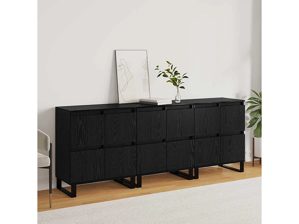 Buffets 3 pièces Chêne noir 180 x 35 x 70 cm Bois d'ingénierie