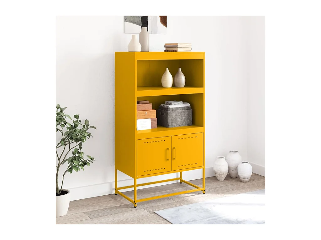 Aparador alto 68,5x38,5x123,5 cm aço amarelo mostarda