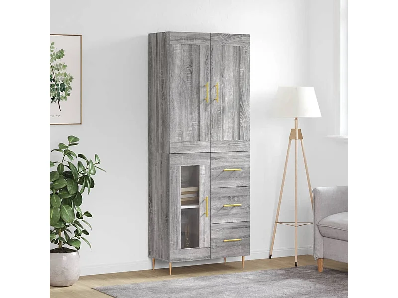 Buffet haut Sonoma gris 69,5x34x180 cm Bois d'ingénierie