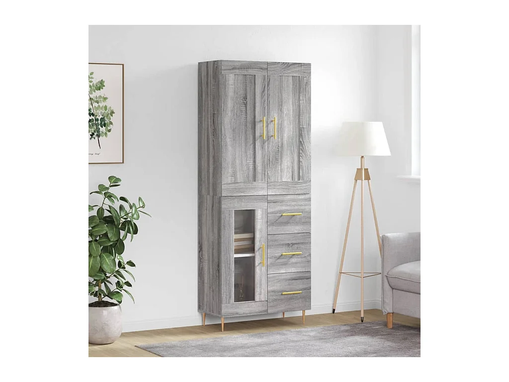 Buffet haut Sonoma gris 69,5x34x180 cm Bois d'ingénierie