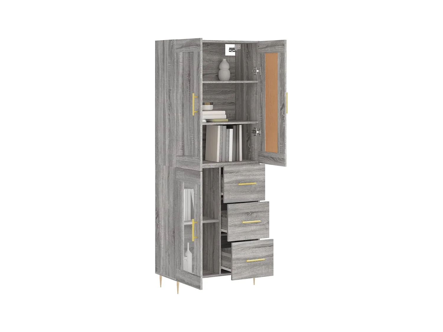 Buffet haut Sonoma gris 69,5x34x180 cm Bois d'ingénierie