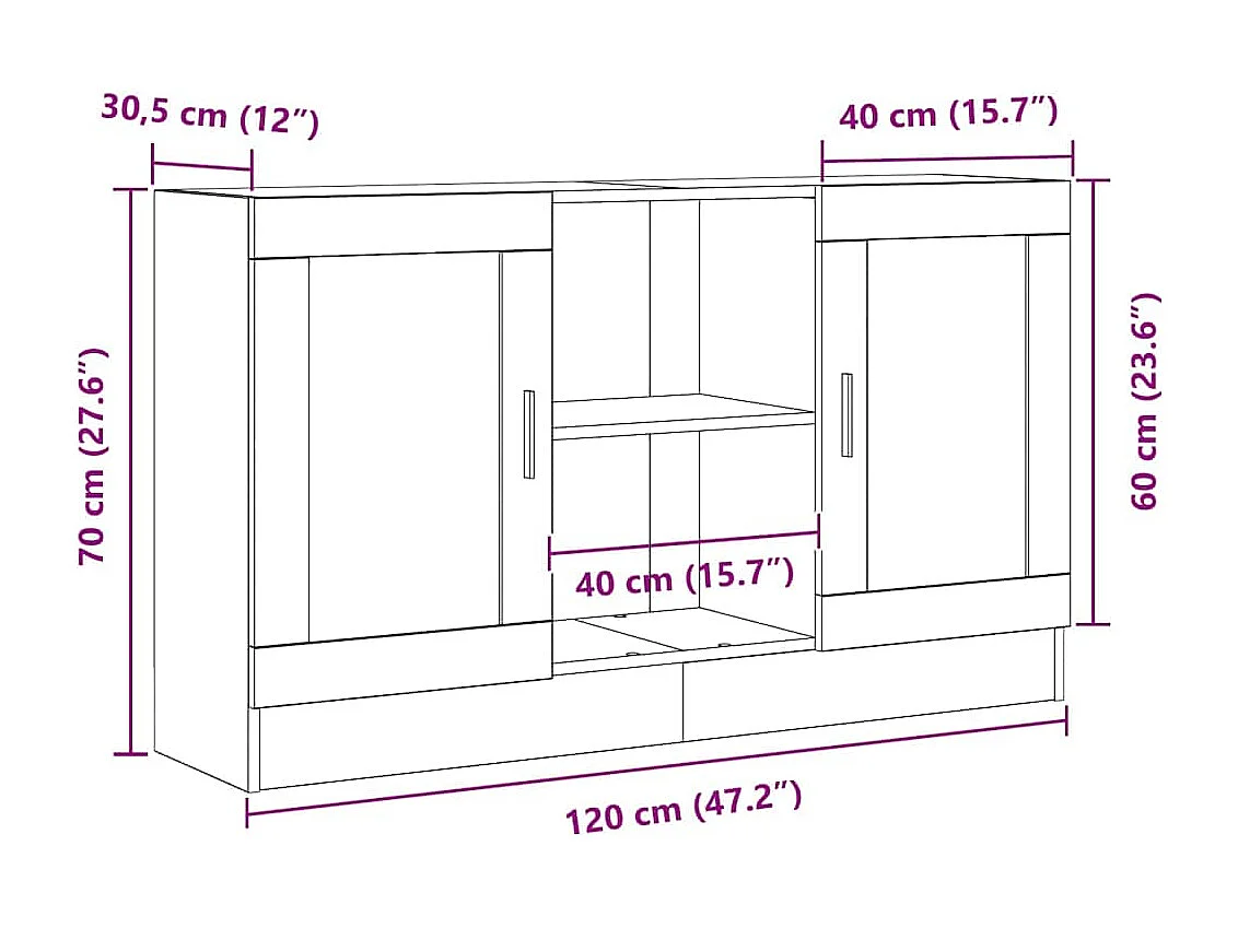Buffet Noir 120 x 30.5 x 70 cm Bois d'ingénierie