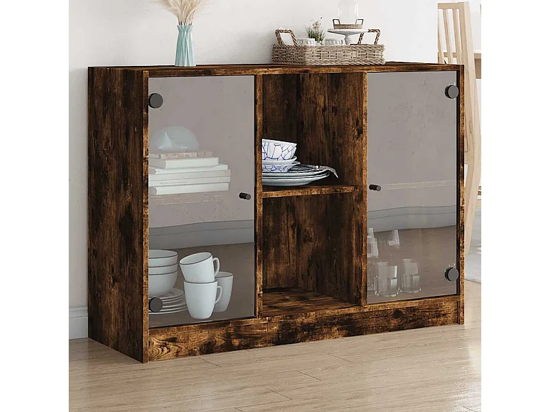 Buffet chêne fumé 102x37x75,5 cm bois d'ingénierie